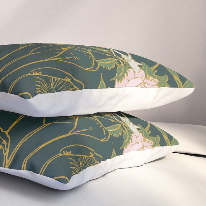 Drawing of exotic birds in the dark jungle Pillow Sham Gallery Image 3