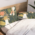 Drawing of exotic birds in the dark jungle Pillow Sham Gallery Image 2