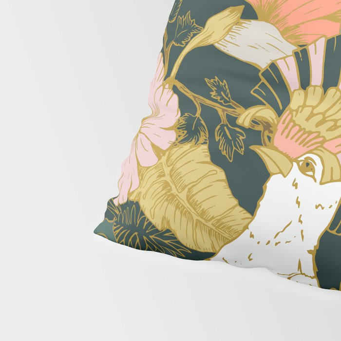 Drawing of exotic birds in the dark jungle Pillow Sham Gallery Image 4