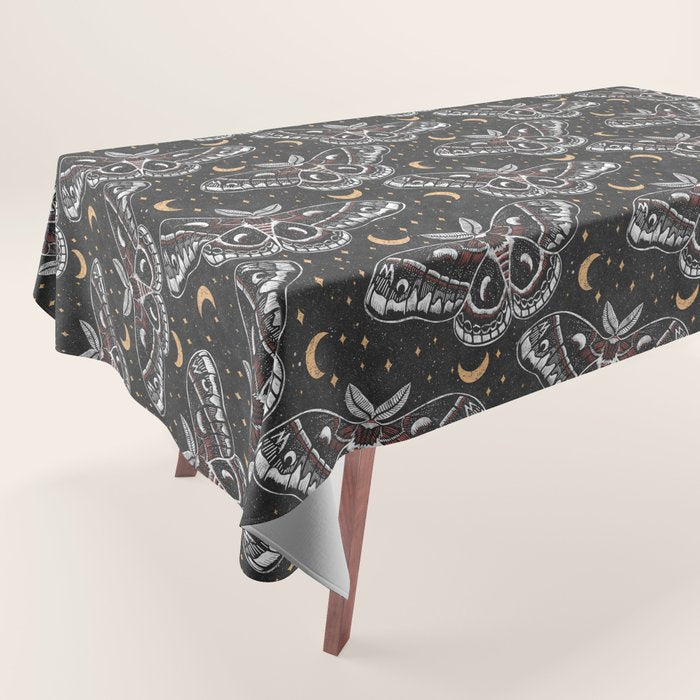 Celestial Cecropia - Black red & gold Tablecloth Gallery Image 1