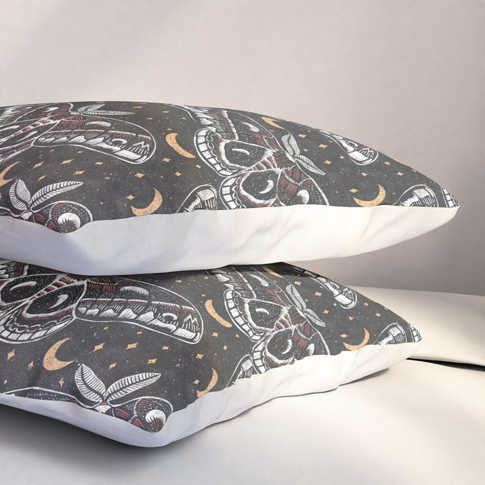 Celestial Cecropia - Black red & gold Pillow Sham Gallery Image 3