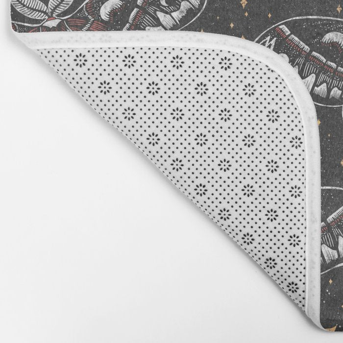 Celestial Cecropia - Black red & gold Bath Mat Gallery Image 2