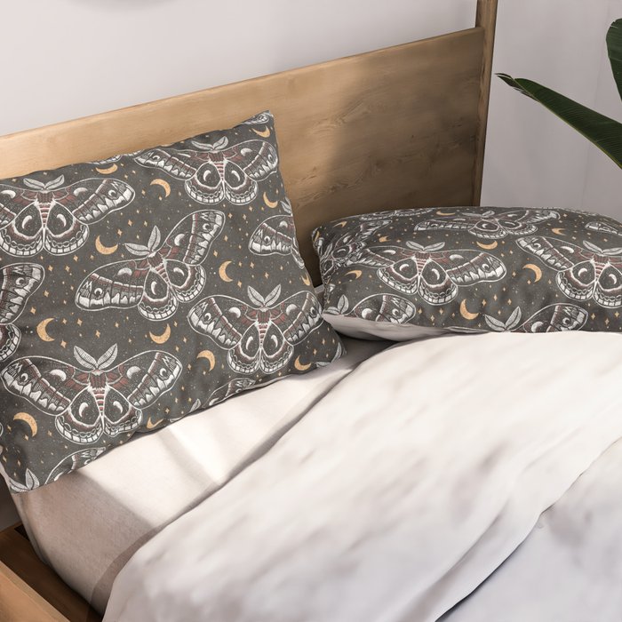 Celestial Cecropia - Black red & gold Pillow Sham Gallery Image 2