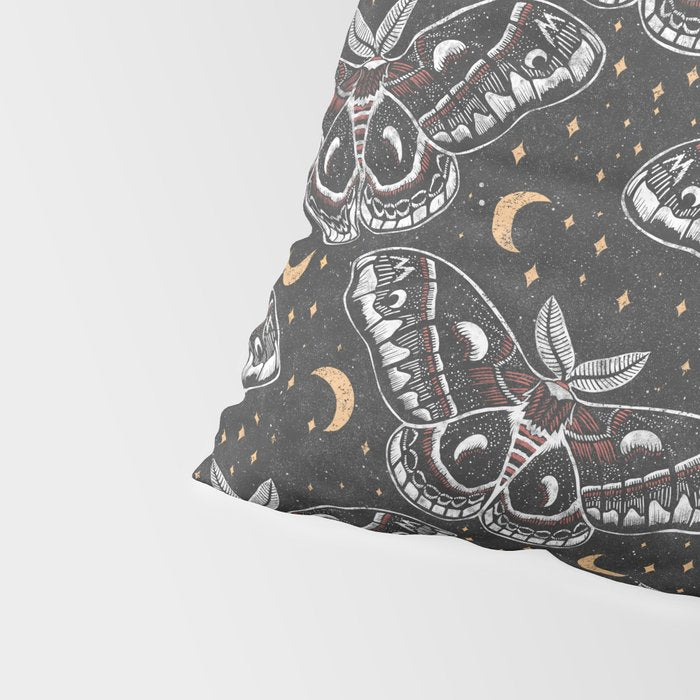 Celestial Cecropia - Black red & gold Pillow Sham Gallery Image 4