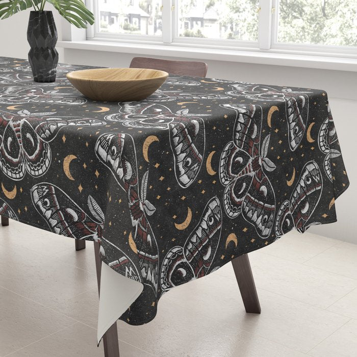 Celestial Cecropia - Black red & gold Tablecloth Gallery Image 3