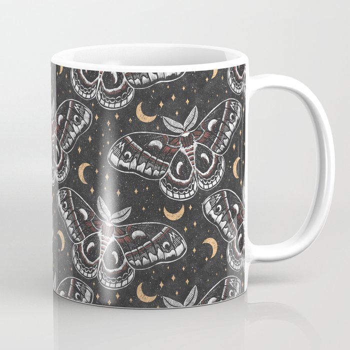 Celestial Cecropia - Black red & gold Coffee Mug Gallery Image 1