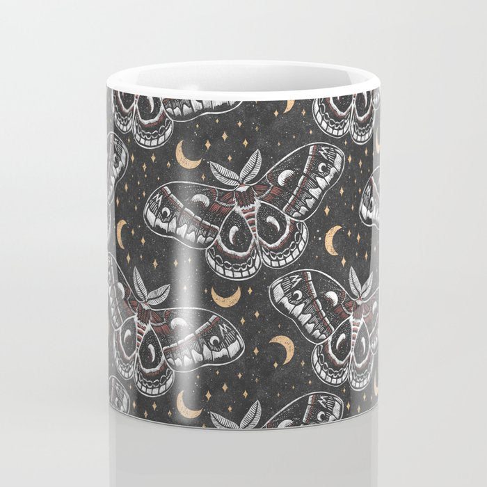 Celestial Cecropia - Black red & gold Coffee Mug Gallery Image 4