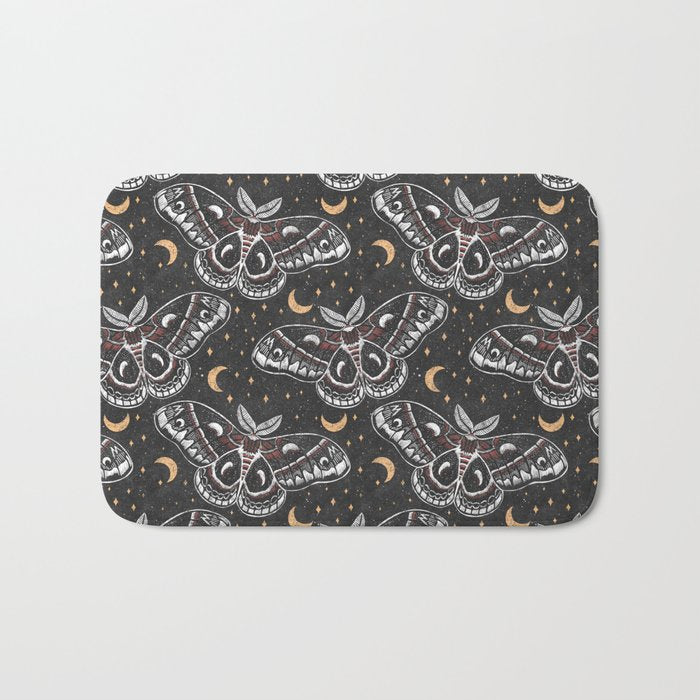 Celestial Cecropia - Black red & gold Bath Mat Gallery Image 1