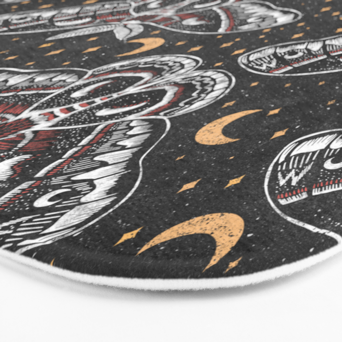 Celestial Cecropia - Black red & gold Bath Mat Gallery Image 3