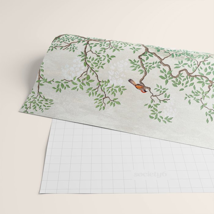 Chinoiserie Cherry Blossom Pagoda Zen Garden Landscape Wrapping Paper Gallery Image 2