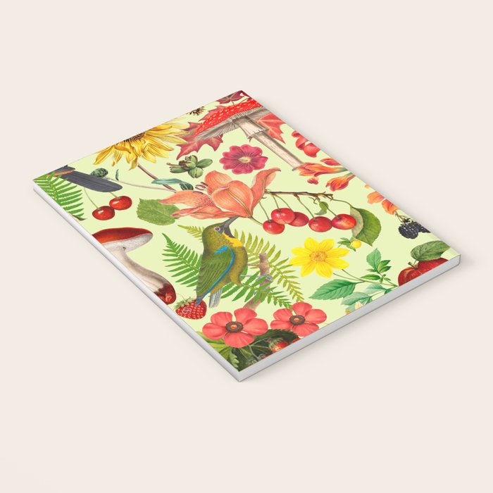 Autumns Delight Botanical Pattern With Birds On Green Notebook Gallery Image 3