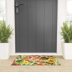 Autumns Delight Botanical Pattern With Birds On Green Welcome Mat Gallery Image 3