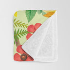 Autumns Delight Botanical Pattern With Birds On Green Throw Blanket Gallery Image 3
