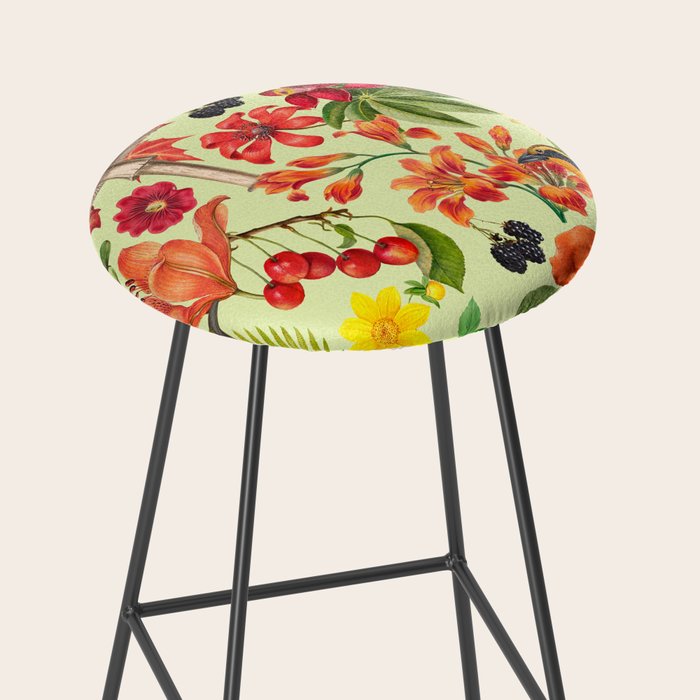 Autumns Delight Botanical Pattern With Birds On Green Stool Gallery Image 2