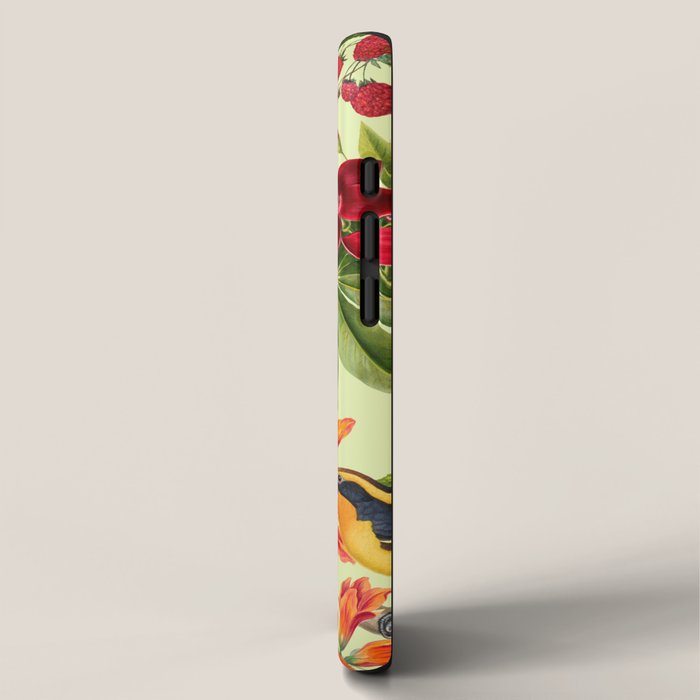 Autumns Delight Botanical Pattern With Birds On Green iPhone Case Gallery Image 2
