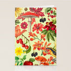 Autumns Delight Botanical Pattern With Birds On Green Stationery Card Gallery Image 2