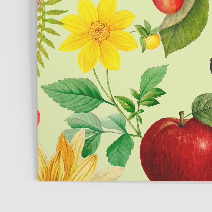 Autumns Delight Botanical Pattern With Birds On Green Poster Gallery Image 3