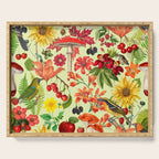 Autumns Delight Botanical Pattern With Birds On Green Serving Tray Gallery Image 1