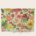 Autumns Delight Botanical Pattern With Birds On Green Wall Hanging Gallery Image 1