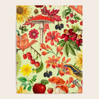 Autumns Delight Botanical Pattern With Birds On Green Poster Gallery Image 4