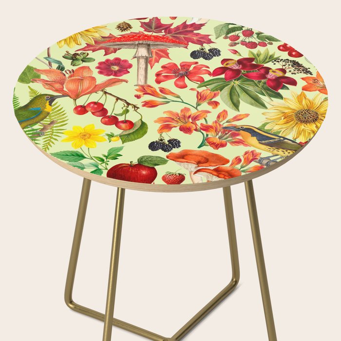 Autumns Delight Botanical Pattern With Birds On Green Side Table Gallery Image 2