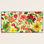 Autumns Delight Botanical Pattern With Birds On Green Desk Mat Gallery Image 3