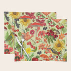 Autumns Delight Botanical Pattern With Birds On Green Placemat Gallery Image 1