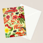 Autumns Delight Botanical Pattern With Birds On Green Stationery Card Gallery Image 2