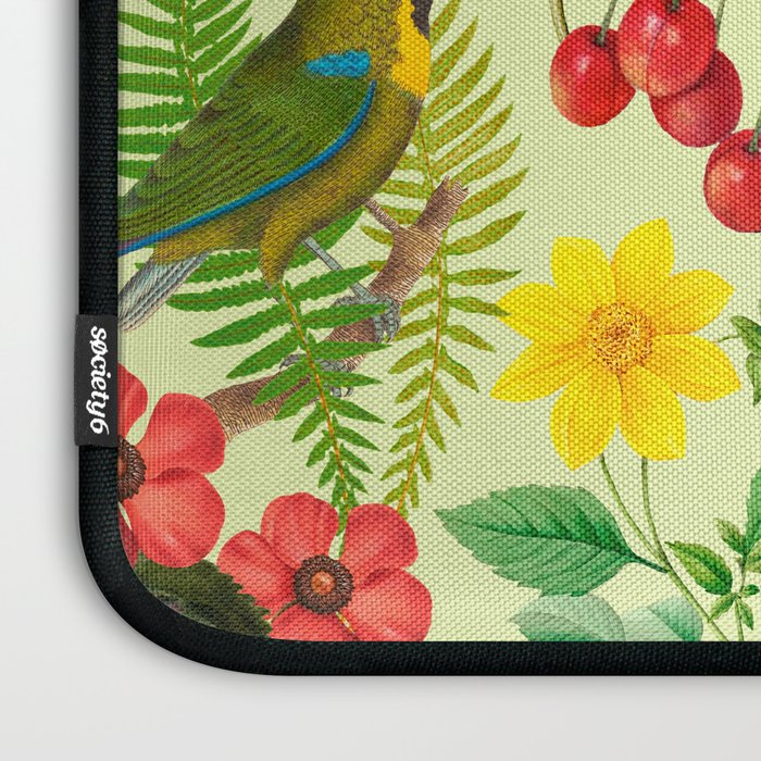 Autumns Delight Botanical Pattern With Birds On Green Laptop Sleeve Gallery Image 3