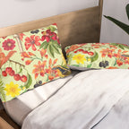Autumns Delight Botanical Pattern With Birds On Green Pillow Sham Gallery Image 2