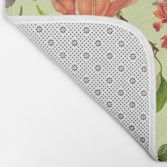Autumns Delight Botanical Pattern With Birds On Green Bath Mat Gallery Image 2