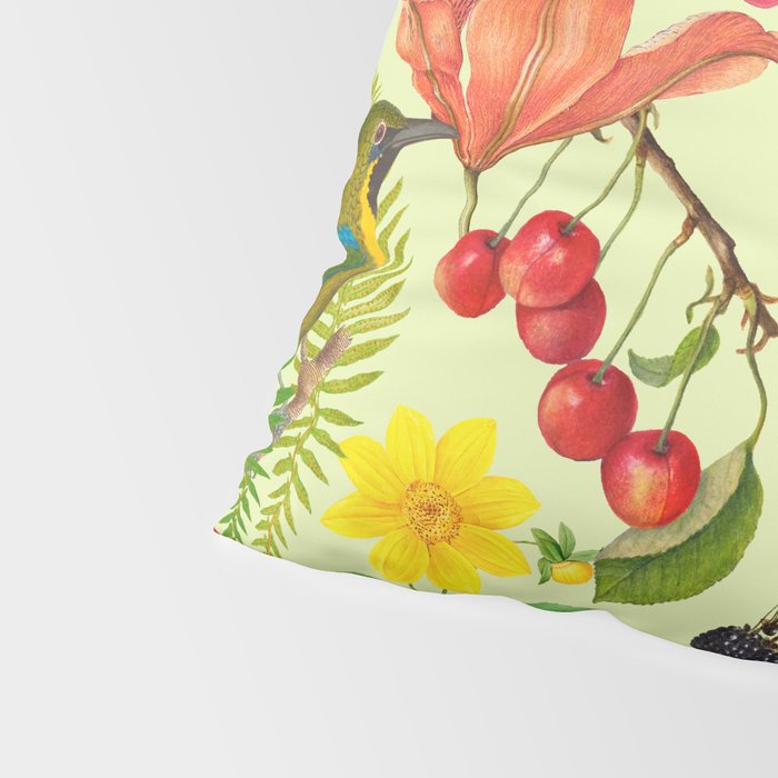 Autumns Delight Botanical Pattern With Birds On Green Pillow Sham Gallery Image 4