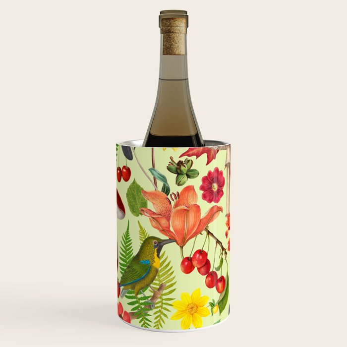 Autumns Delight Botanical Pattern With Birds On Green Wine Chiller Gallery Image 2