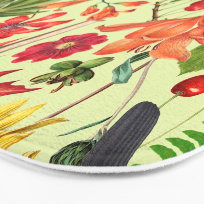 Autumns Delight Botanical Pattern With Birds On Green Bath Mat Gallery Image 3
