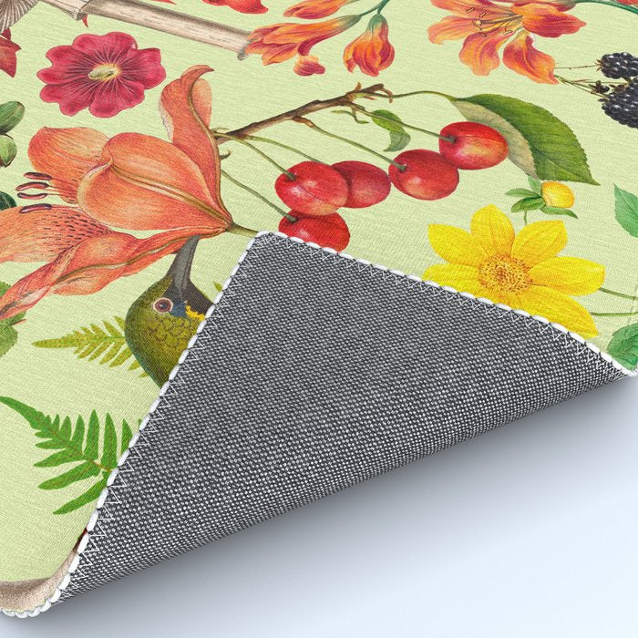 Autumns Delight Botanical Pattern With Birds On Green Rug Gallery Image 4