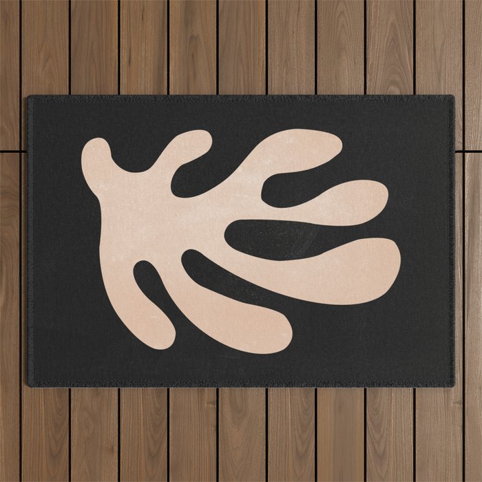 Noir Leaf: Mid Century Modern Matisse Edition Outdoor Rug Gallery Image 1