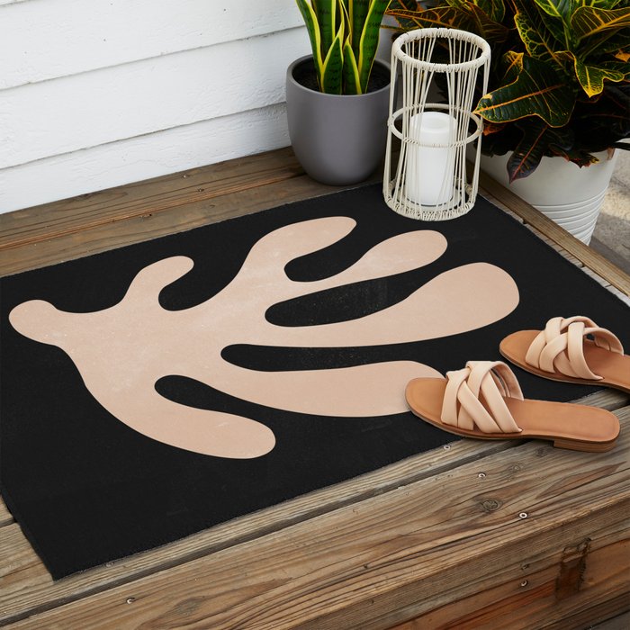 Noir Leaf: Mid Century Modern Matisse Edition Outdoor Rug Gallery Image 2