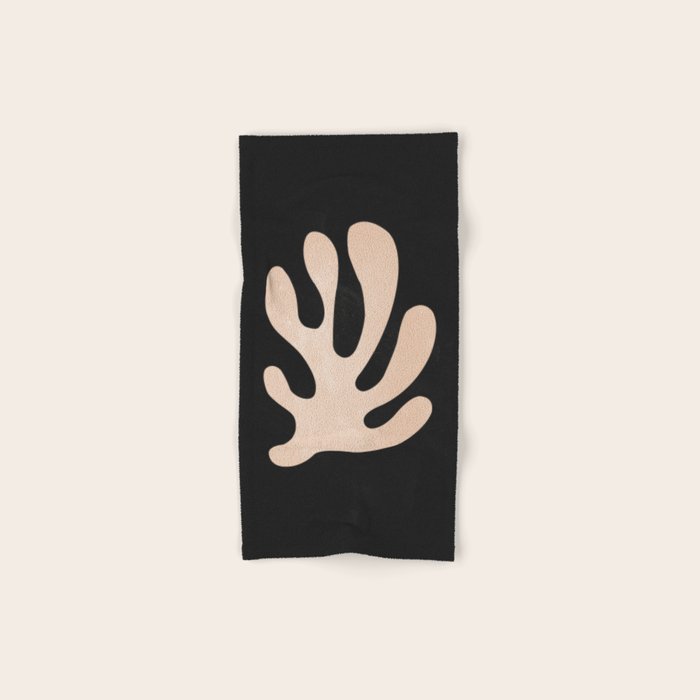 Noir Leaf: Mid Century Modern Matisse Edition Bath Towel Gallery Image 1