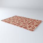 Mid Century Modern Piquet Abstract Multi Pattern in Mid Mod Rust and Beige Rug Gallery Image 3