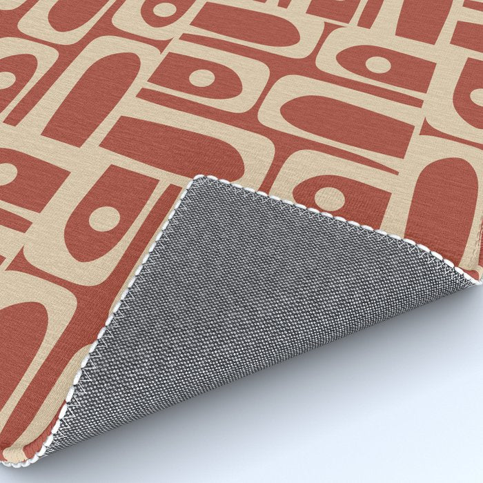 Mid Century Modern Piquet Abstract Multi Pattern in Mid Mod Rust and Beige Rug Gallery Image 4