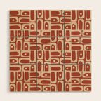 Mid Century Modern Piquet Abstract Multi Pattern in Mid Mod Rust and Beige Wood Wall Art Gallery Image 1