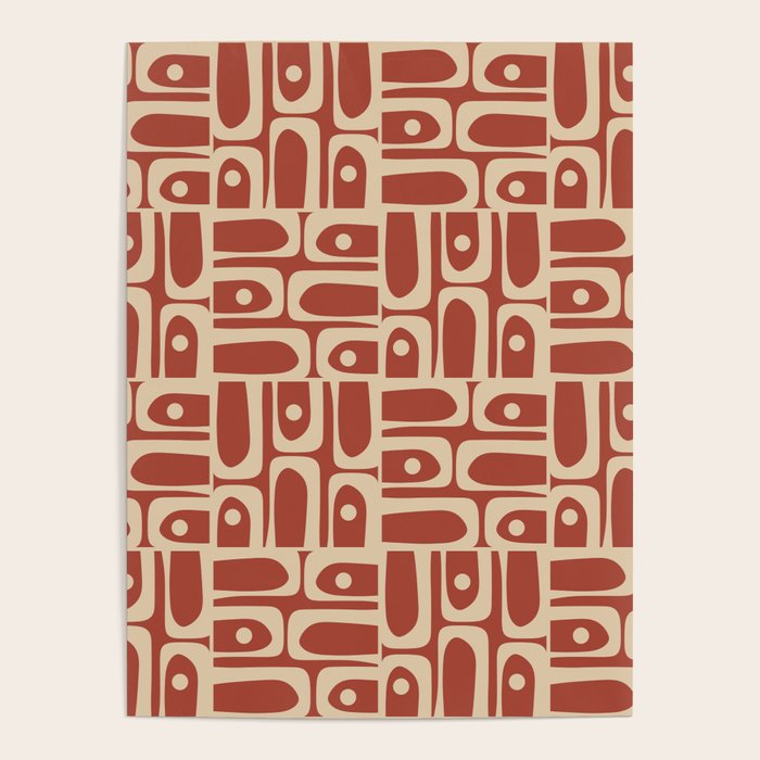 Mid Century Modern Piquet Abstract Multi Pattern in Mid Mod Rust and Beige Poster Gallery Image 4