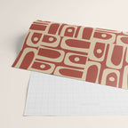 Mid Century Modern Piquet Abstract Multi Pattern in Mid Mod Rust and Beige Wrapping Paper Gallery Image 2