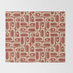 Mid Century Modern Piquet Abstract Multi Pattern in Mid Mod Rust and Beige Throw Blanket Gallery Image 2