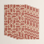 Mid Century Modern Piquet Abstract Multi Pattern in Mid Mod Rust and Beige Wrapping Paper Gallery Image 3