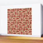 Mid Century Modern Piquet Abstract Multi Pattern in Mid Mod Rust and Beige Wall Mural Gallery Image 2
