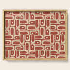 Mid Century Modern Piquet Abstract Multi Pattern in Mid Mod Rust and Beige Serving Tray Gallery Image 1
