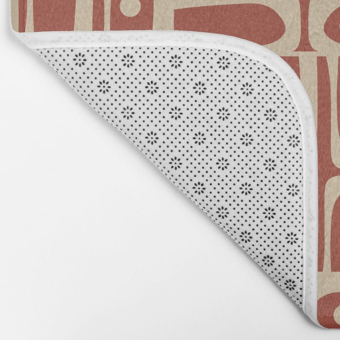 Mid Century Modern Piquet Abstract Multi Pattern in Mid Mod Rust and Beige Bath Mat Gallery Image 2