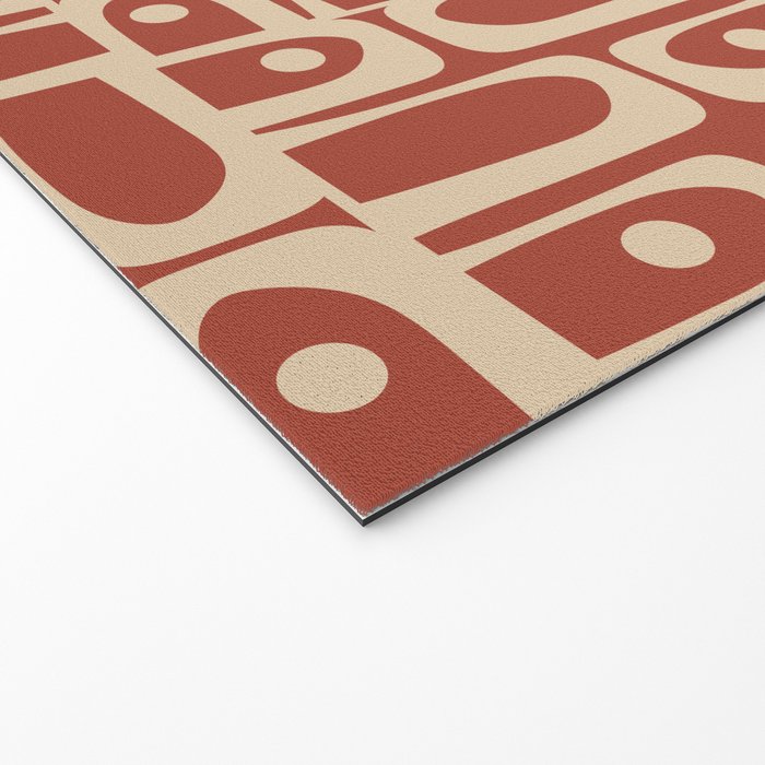 Mid Century Modern Piquet Abstract Multi Pattern in Mid Mod Rust and Beige Welcome Mat Gallery Image 2