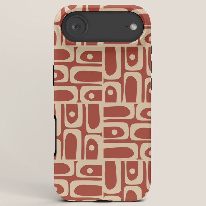 Mid Century Modern Piquet Abstract Multi Pattern in Mid Mod Rust and Beige iPhone Case Gallery Image 6